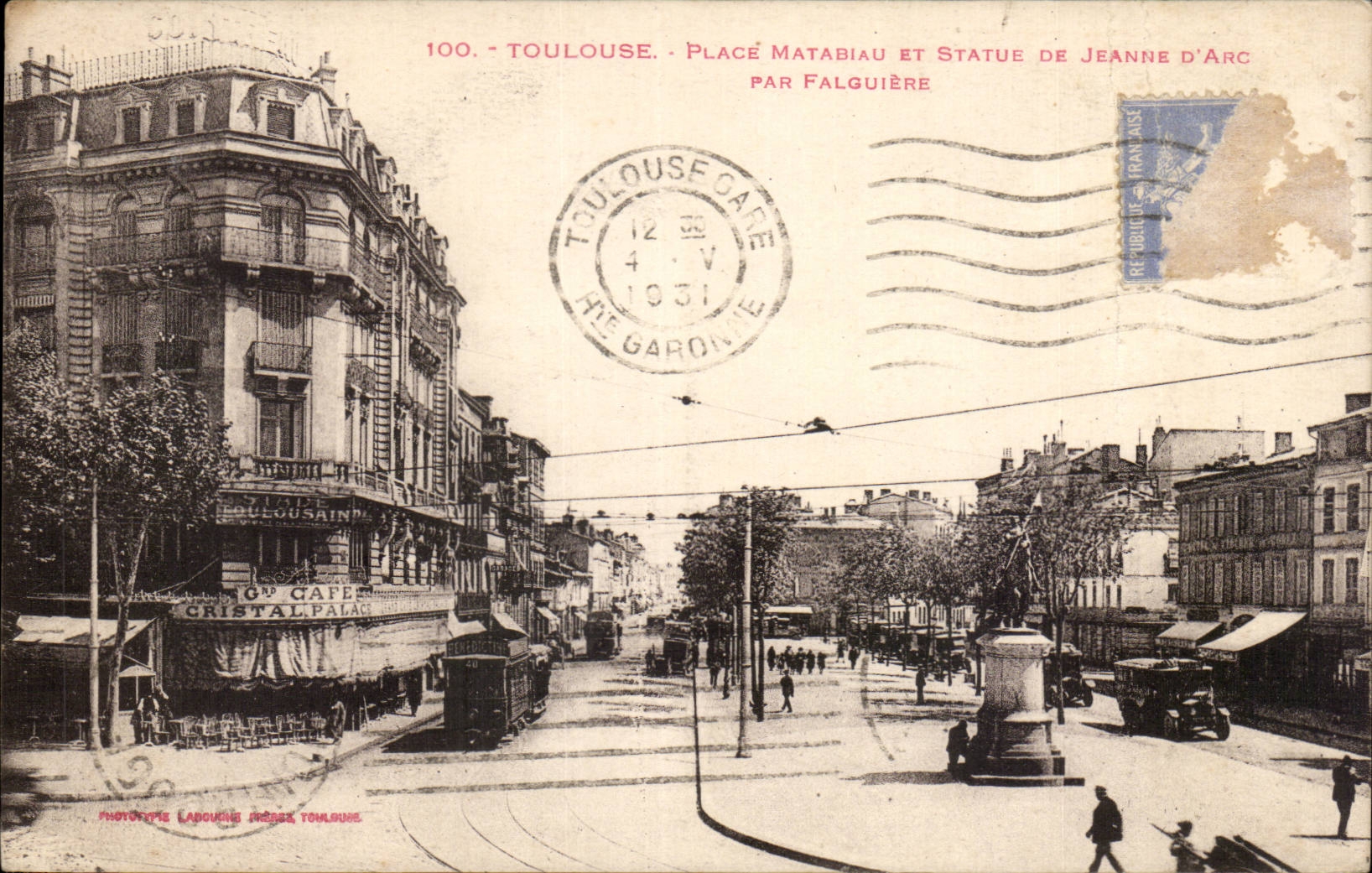 CPA Toulouse Place Matabiau et statue de Jeanne d'arc par Falguiere