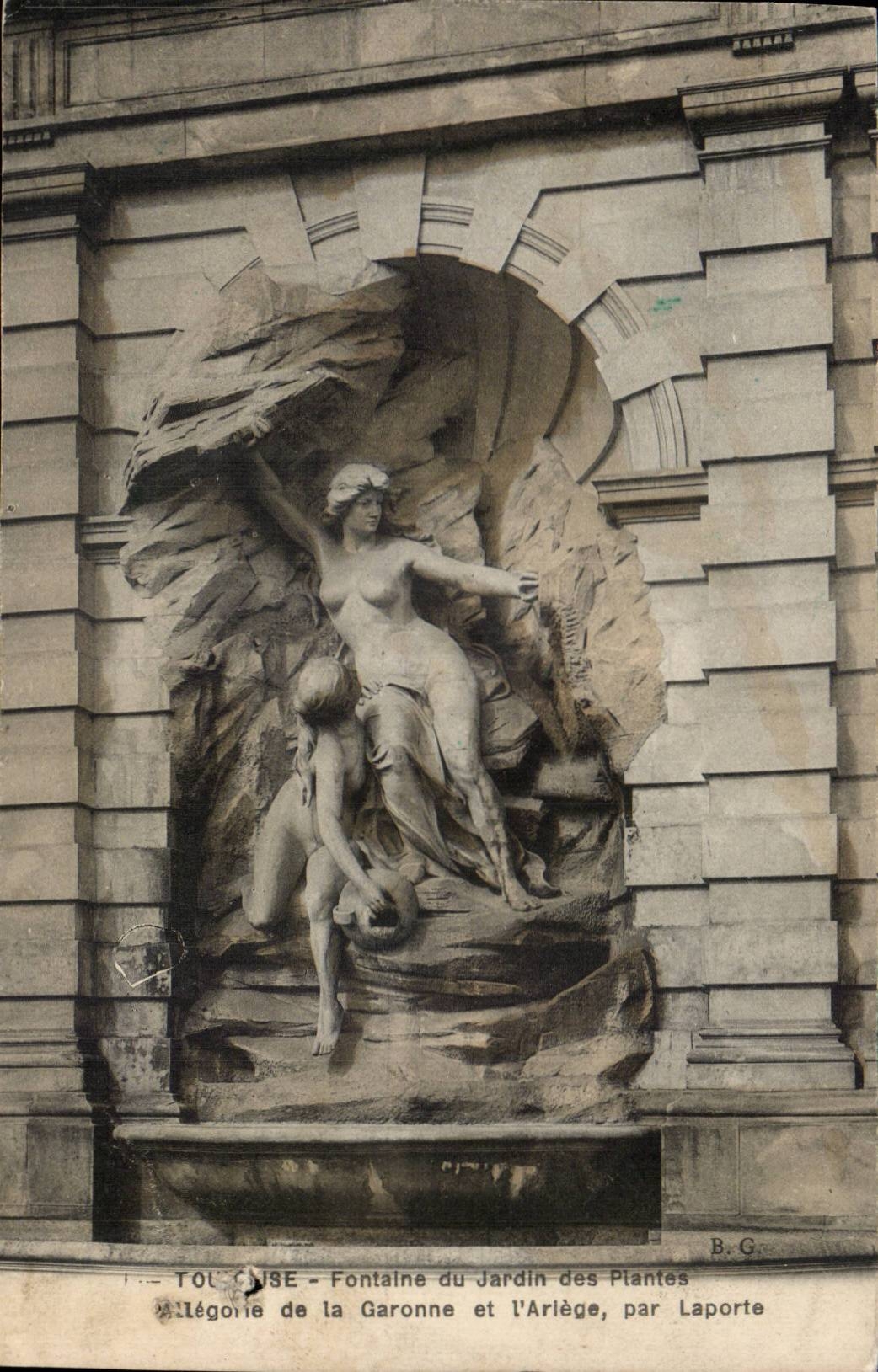 Toulouse - Fontaine du Jardin des Plantes, allégorie de la Garonne et l'Ariège, par Laporte