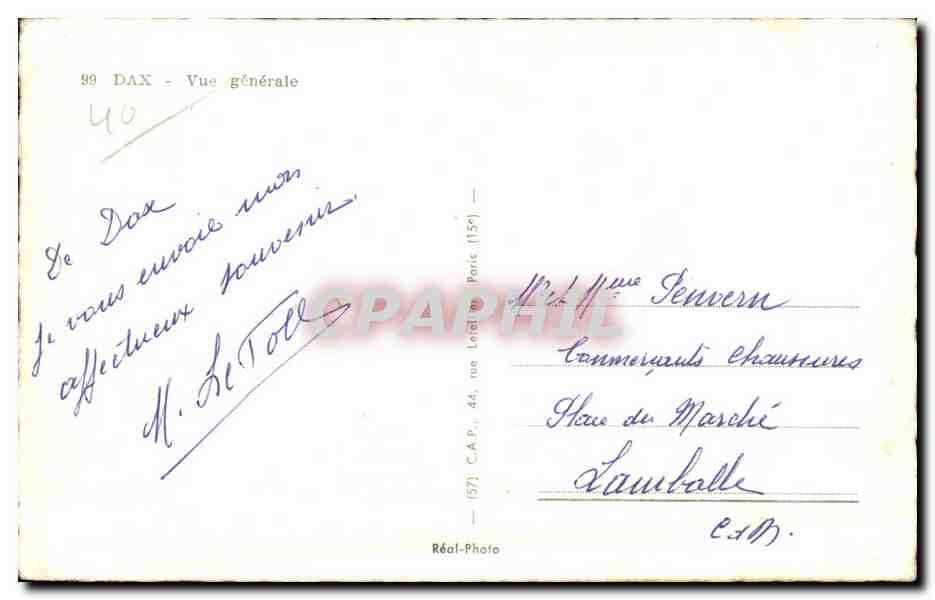 Dax - Vue Generale - CPA  — Rückseite