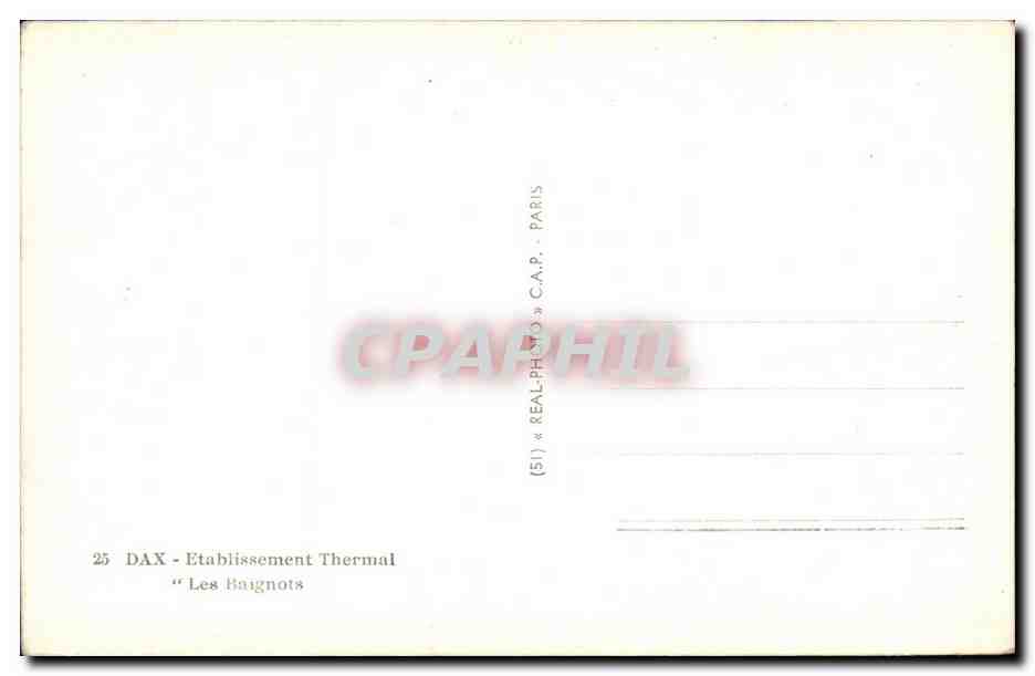 Dax - Etablissement Thermal - Les Baignots - CPA  — Rückseite