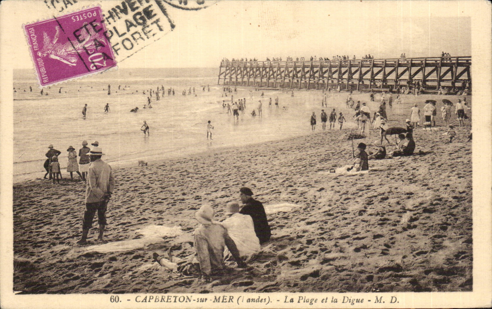 Capbreton sur Mer - La Plage et la Digue - CPA 