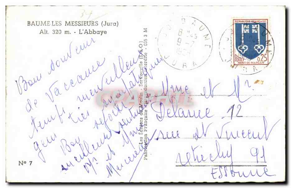 Baume-les-Messieurs — L'Abbaye — Les Frères du Messier, Sarragouille (Jura) — N° 7 — Achterkant