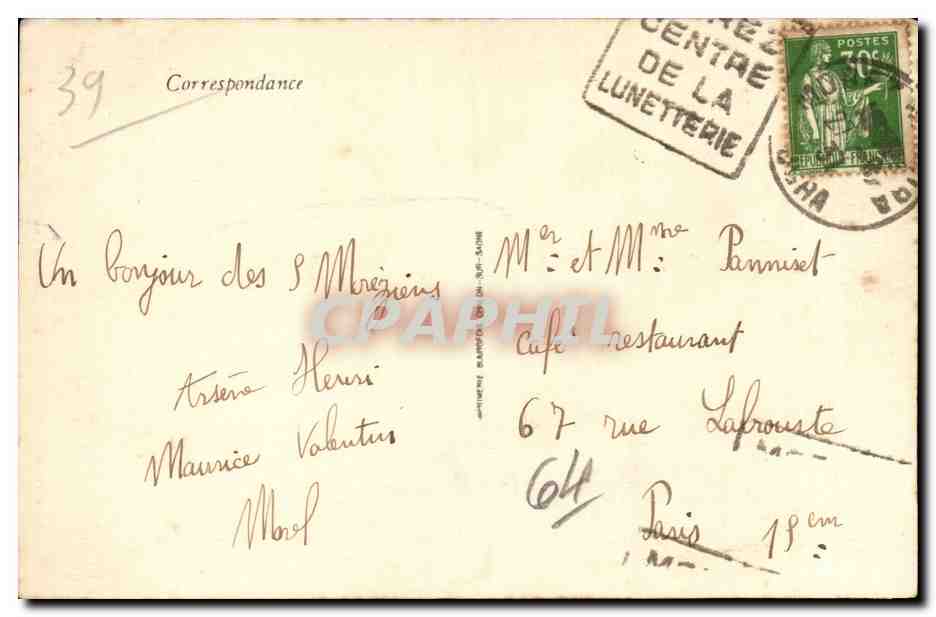 CPA Morez Vue generale Au fond la Dole — Rückseite