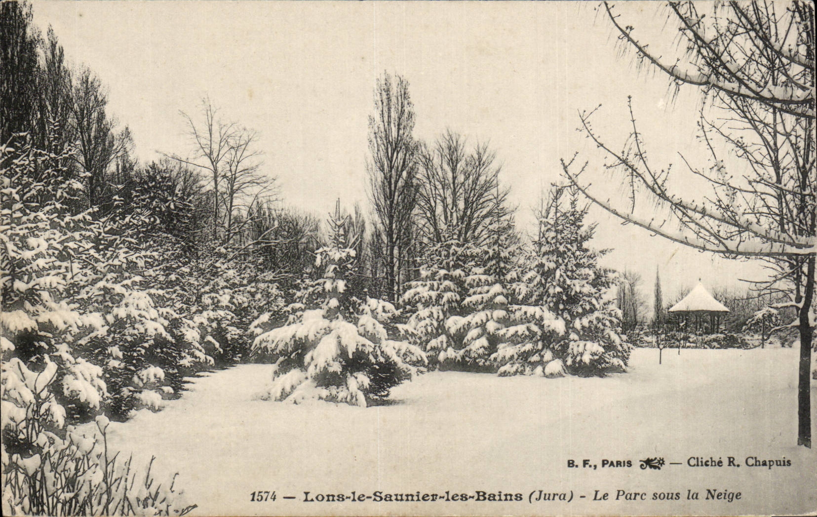 Lons-le-Saunier-les-Bains (Jura) — Le Parc sous la Neige — B.F., Paris, n° 1574