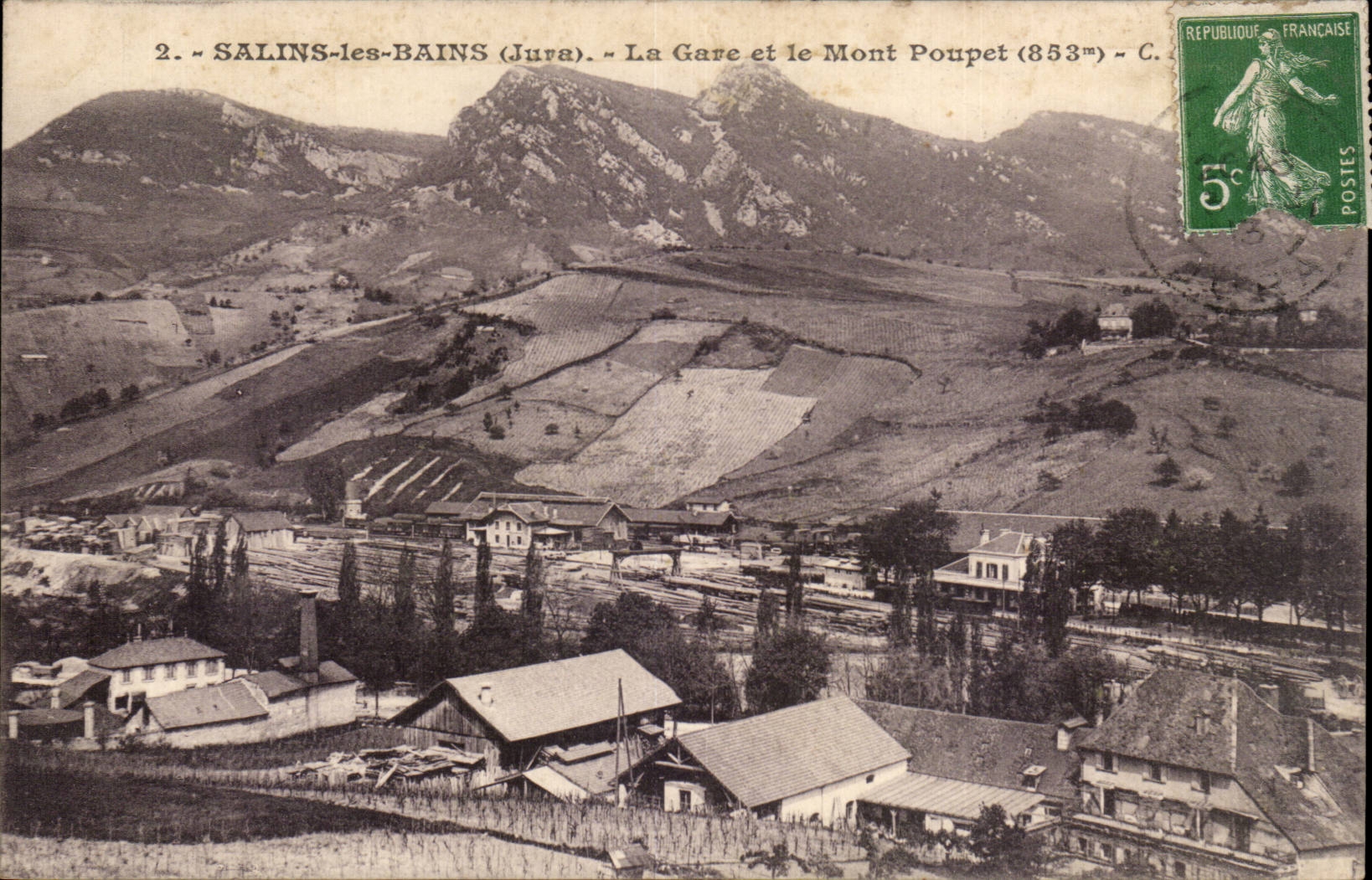 CPA Salins les Bains La gare et le Mont Poupet