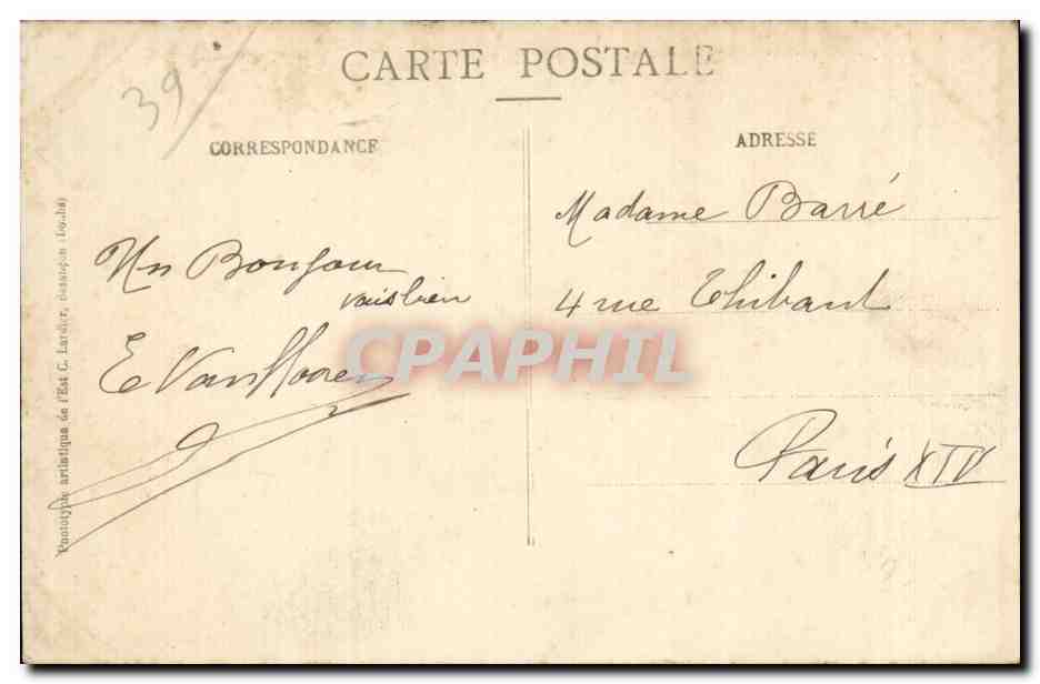 CPA Salins les Bains La gare et le Mont Poupet — Rückseite