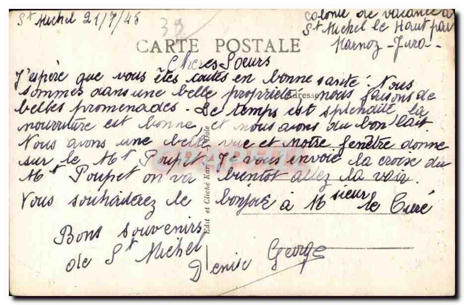 CPA Salins les Bains Croix du Mont Poupet — Rückseite