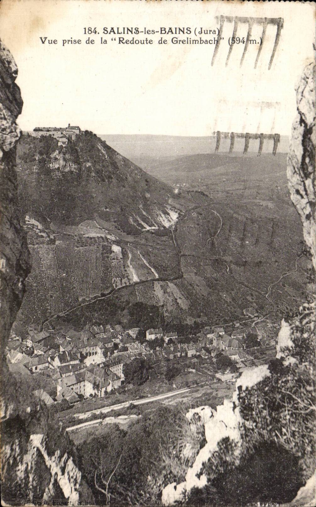Salins-les-Bains (Jura) — Vue prise de la « Redoute de Grelimbach » (594 m.) — Éditeur inconnu, n° 184
