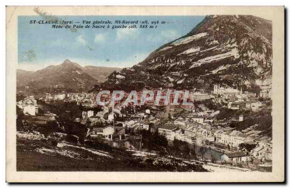 St-Clau de (Jura) — Vue générale — Mt-Bayard (alt. 956 m) et Mt Pain-de-Sucre (alt. 888 m)
