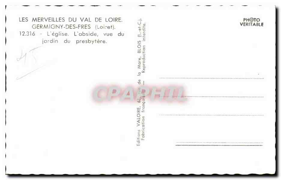 Germigny des Pres - Val de Loire - L'Eglise - CPA  — Rückseite