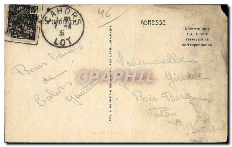 Cahors - Le Lot et le Faubourg Cahessul - CPA — Rückseite