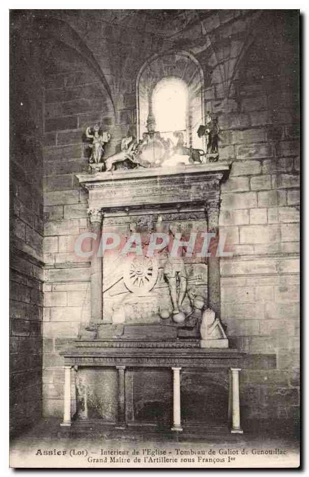 Assier (Lot) — Innenansicht der Kirche — Grabmal von Galiot d. Genouillac, Großmeister der Artillerie unter François Ier