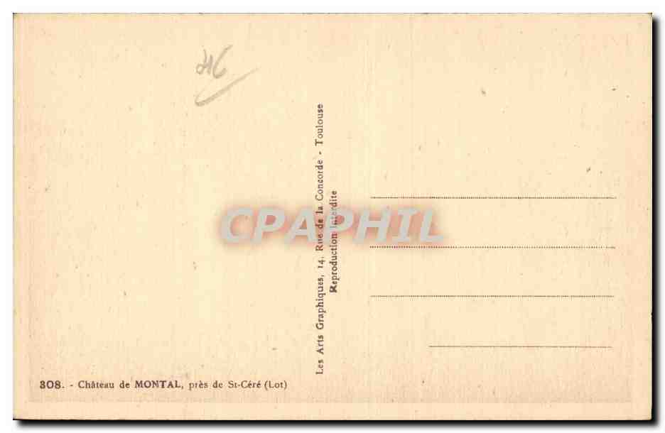 Chateau de Montal - pres de Saint Cere - CPA  — Rückseite