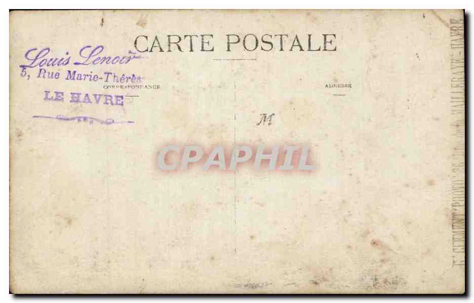CARTE PHOTO Jeune homme Le Havre  — Verso