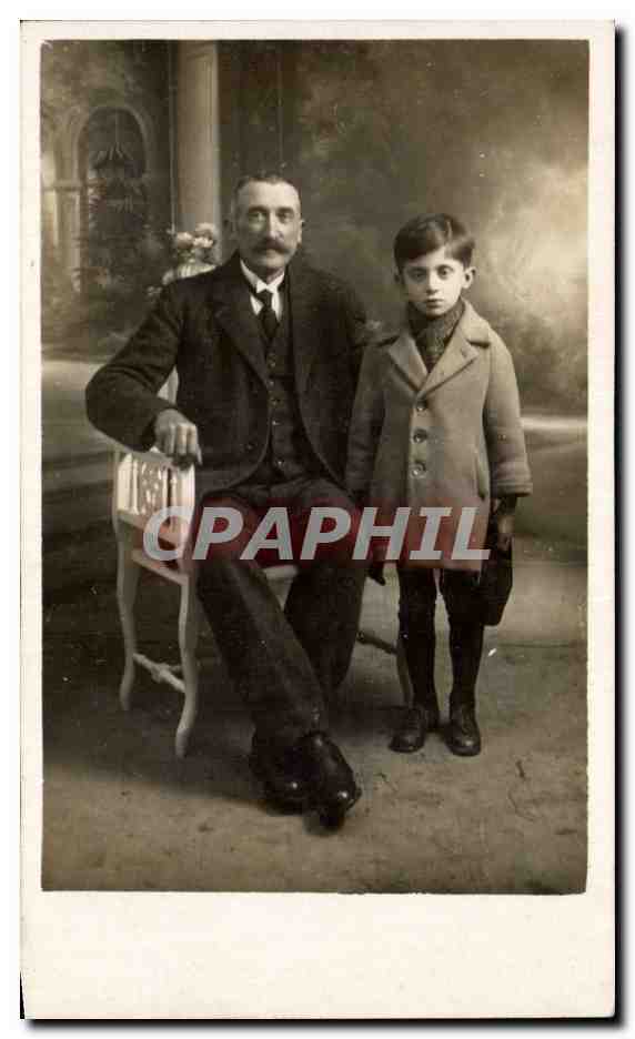 CARTE PHOTO Homme et enfant