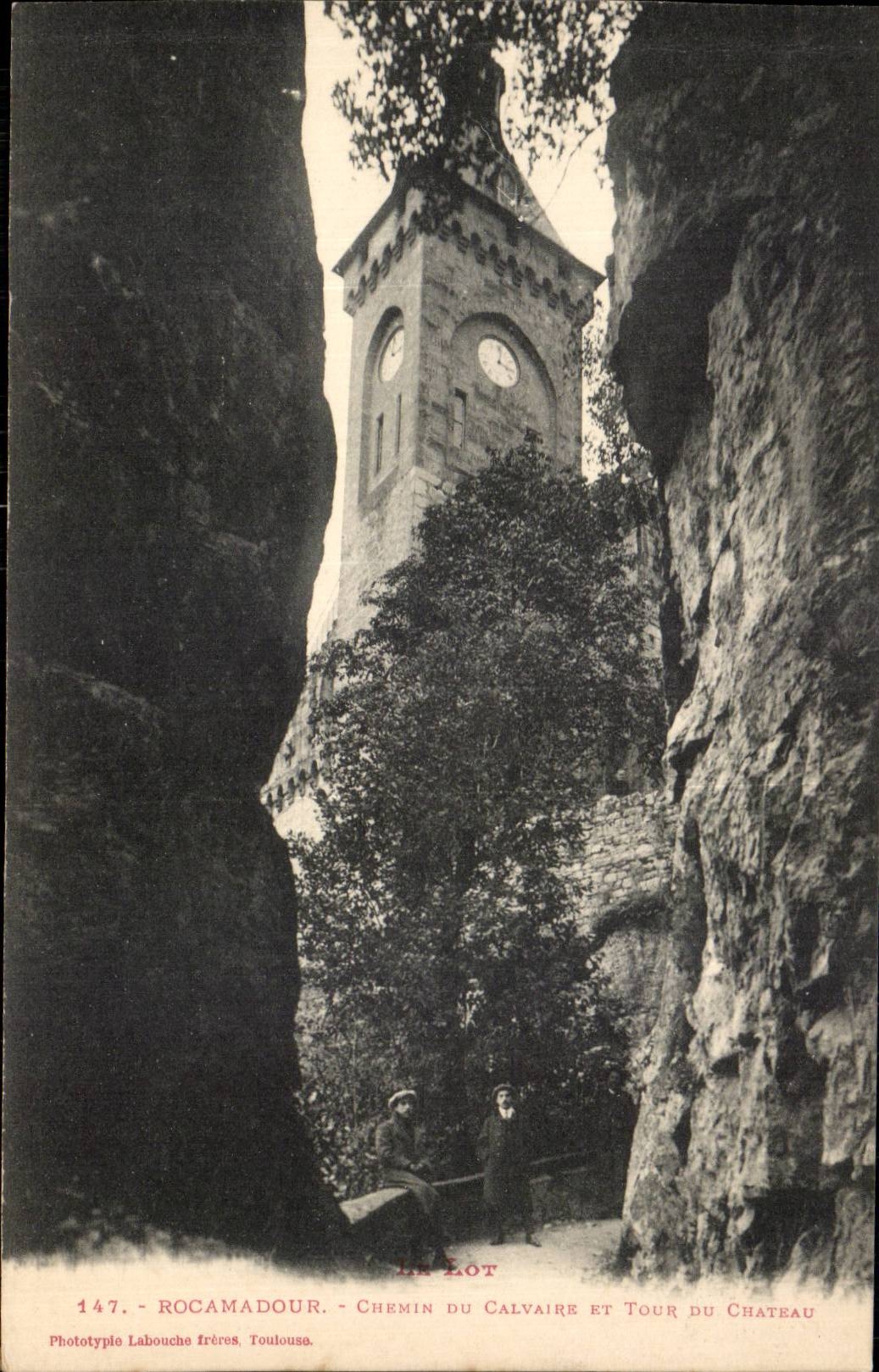 Rocamadour — Chemin du Calvaire et Tour du Château — Phototypie Labouche frères, Toulouse, n°147