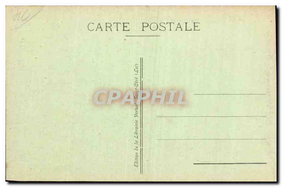 Rocamadour (Lot) — vue du village perché sur falaise — édition de la Librairie Vertuel Saint-Géré — Verso