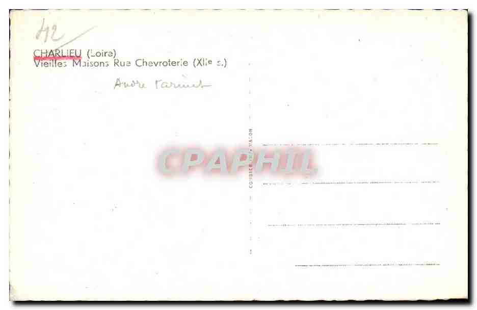 Charlieu - Vieilles Maisons - Rue Chevroterie - CPA  — Rückseite