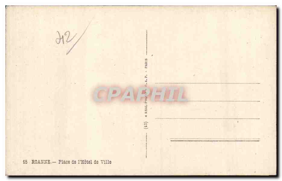 Roanne - Place de l'Hotel de Ville - CPA  — Rückseite