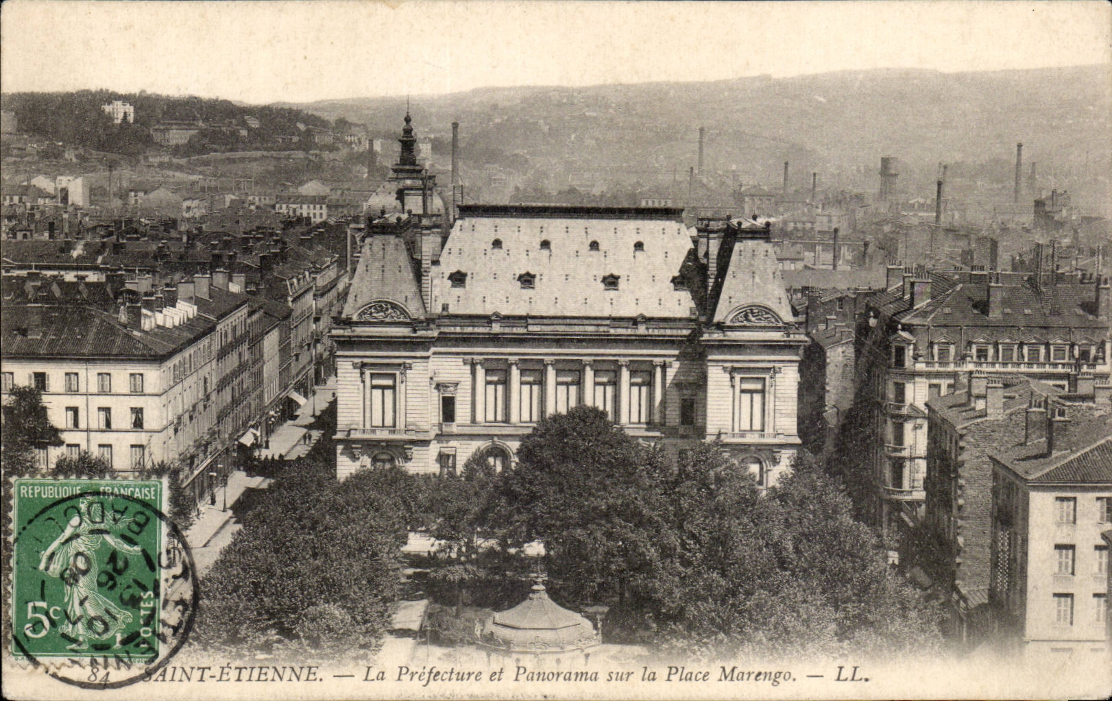 Saint Etienne - La Prefecture et Panorama sur la Place Morengo - CPA 