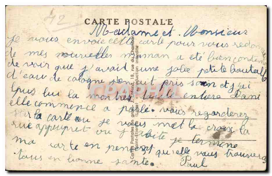 Saint Etienne - La Prefecture - La Grande Rue - CPA  — Rückseite