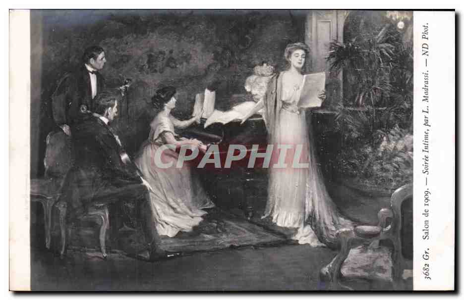 Arts - Peinture - Salon 1909 - Soiree Intime par L Madrasi - CPA 