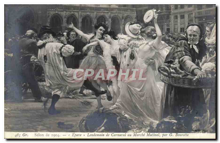 Arts - Peinture - Salon de 1904 - Lendemain de Carnaval au Marche Matinal Bourotte - CPA 