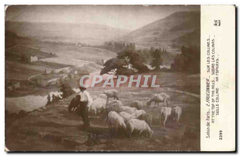 Paysage pastoral avec moutons — Salon de Paris, E. Fauconnier, n° 3399