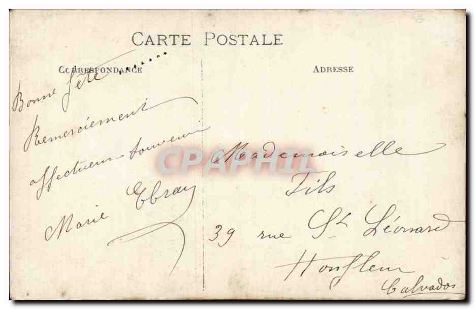 CARTE PHOTO Femme — Verso