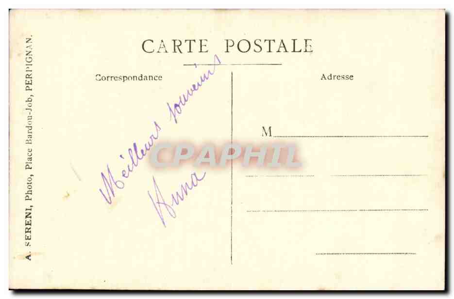 CARTE PHOTO Femme — Verso