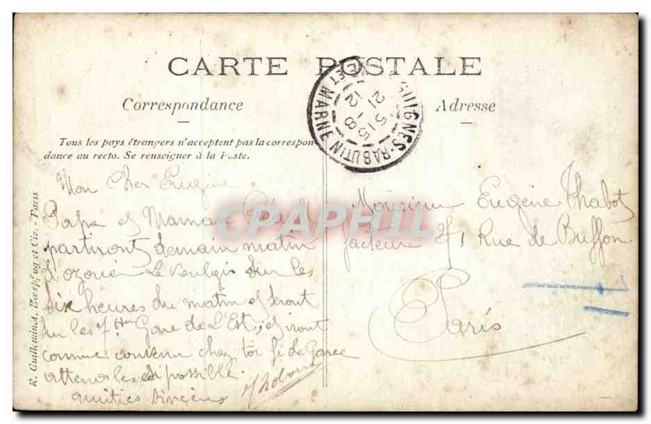 CARTE PHOTO Guignes Rabutin Femme et son chat Thabot  — Verso
