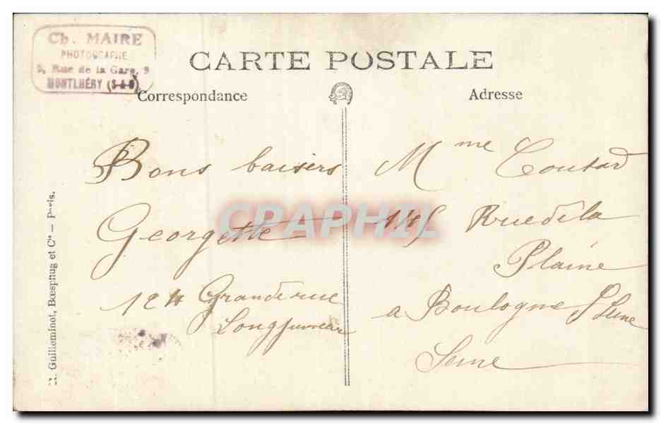 CARTE PHOTO Montlhery Femme — Verso