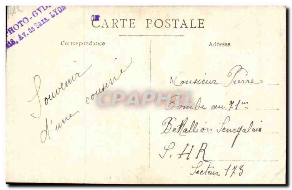 CARTE PHOTO Femme  — Rückseite