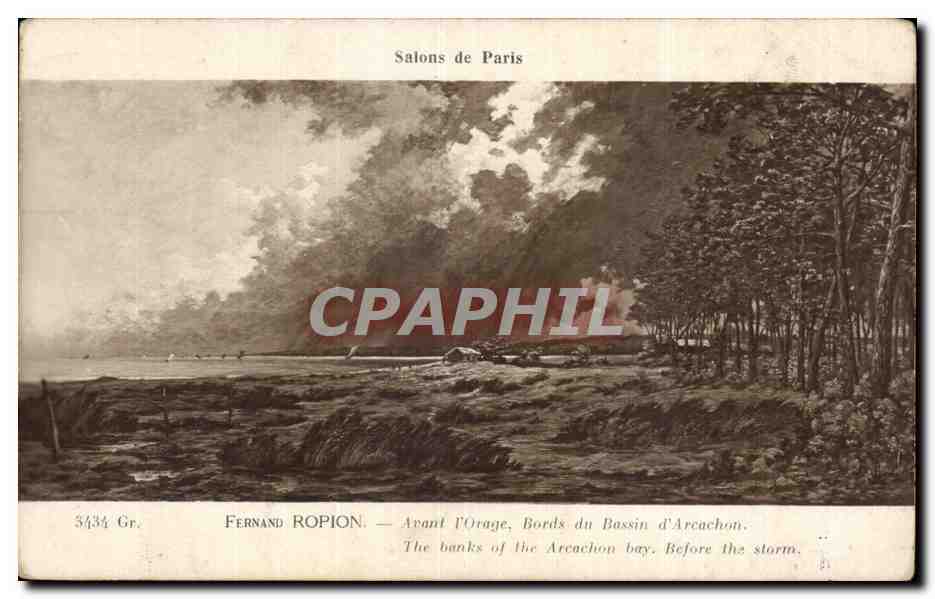 CPA Fantaisie Salons de Paris Fernand Ropion Avant l'orage Bords du bassin d'Arcachon 