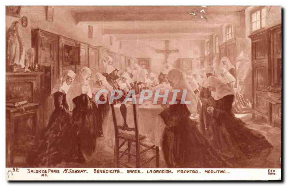 CPA Fantaisie Salon de Paris Silbert Benedicite Grace