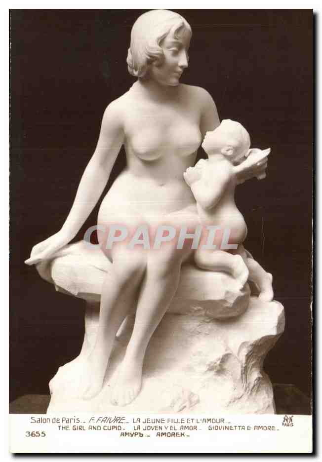 La Jeune Fille et l'Amour — sculpture de F. Faivre — Salon de Paris — n° 3655