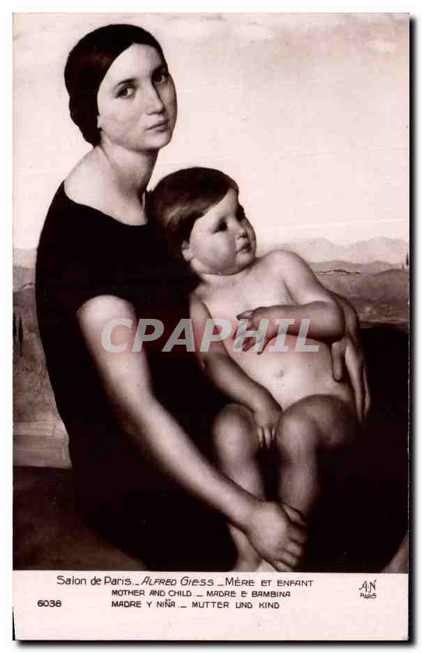 CPA Fantaisie Salon de Paris Alfred Giess Mere et enfant