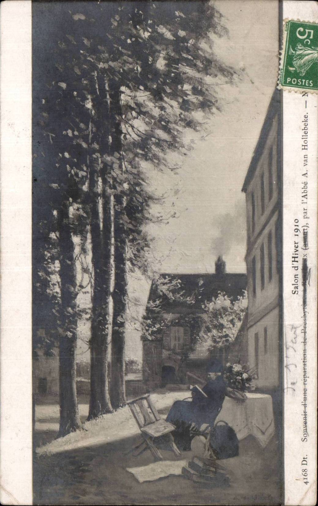 CPA Fantaisie Salon de Paris Hollebecke Souvenir d'une reparation de Presbytere