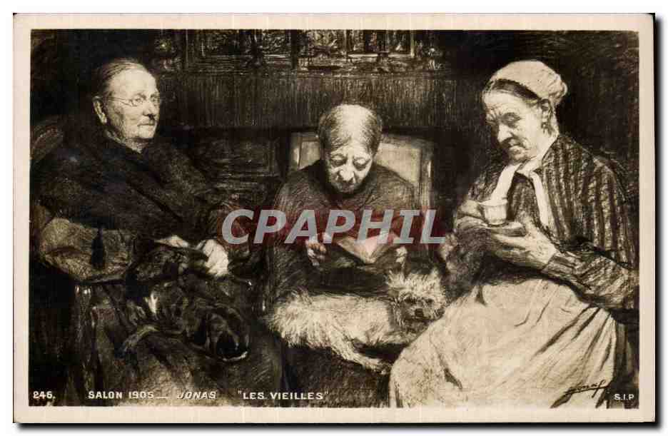 CPA Fantaisie Salon 1905 Les vieilles par Lucien Jonas