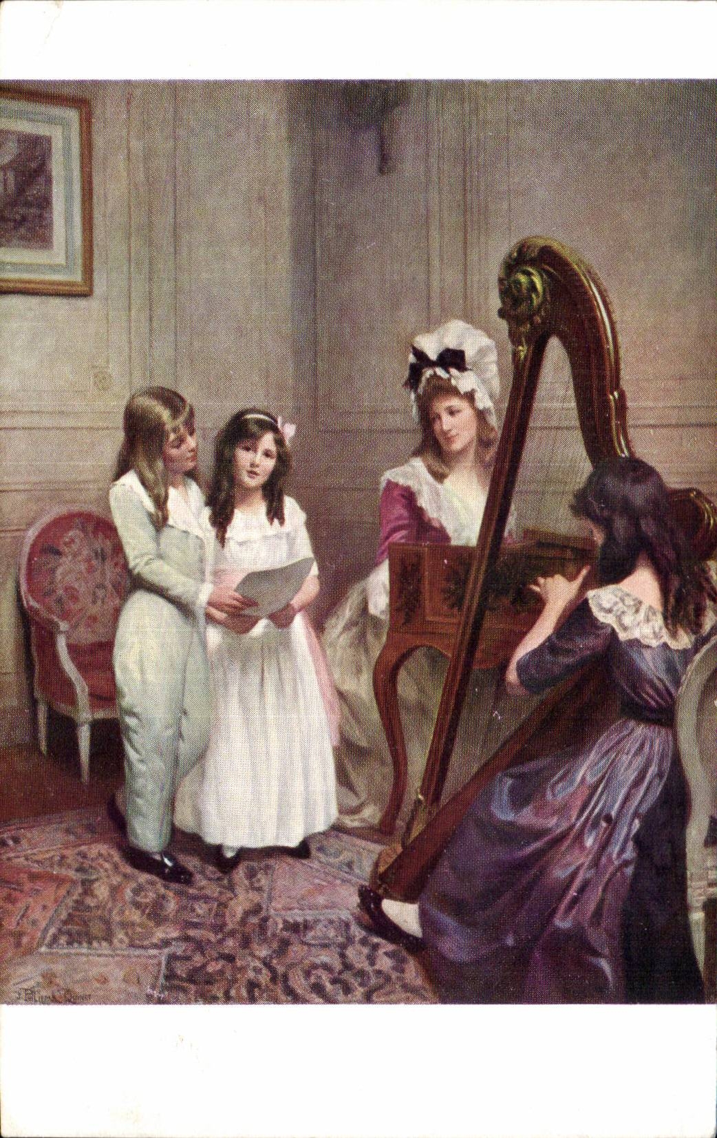 CPA Fantaisie Philippar Quinet Le petit concert Harpe