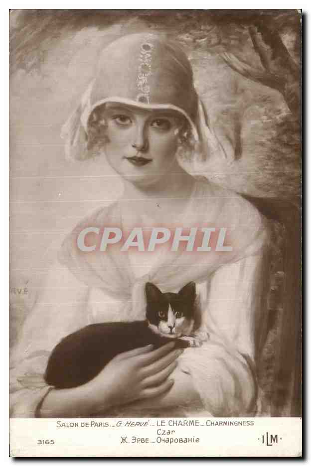 CPA Fantaisie Salon de Paris Herve Le charme Chat 