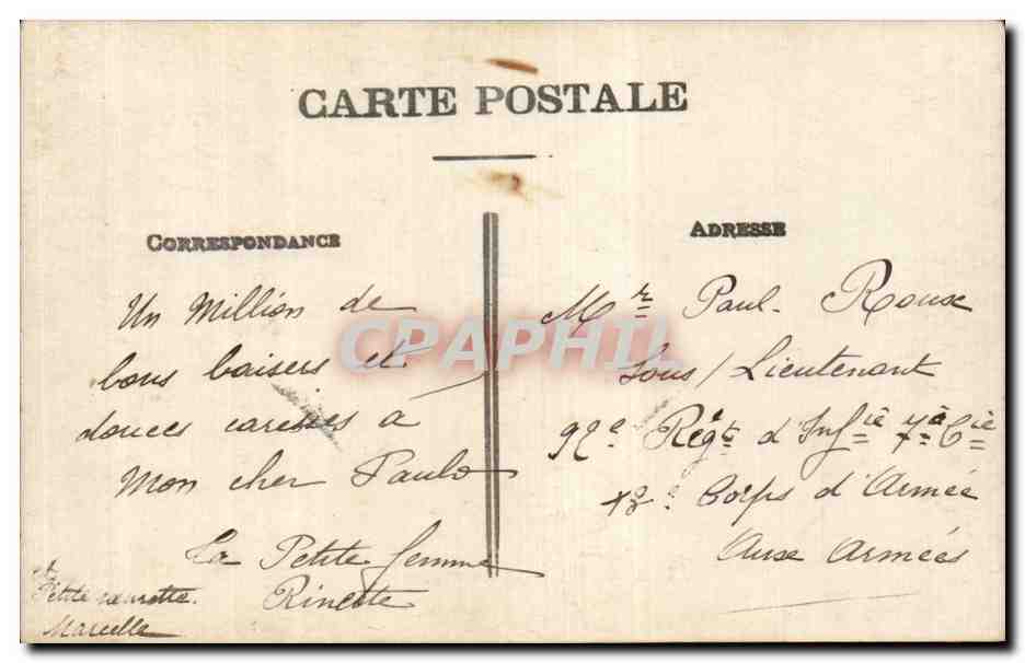 CARTE PHOTO Femmes — Verso