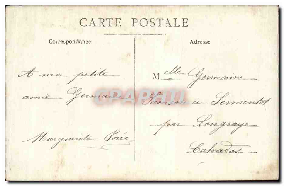 CARTE PHOTO Femme — Verso