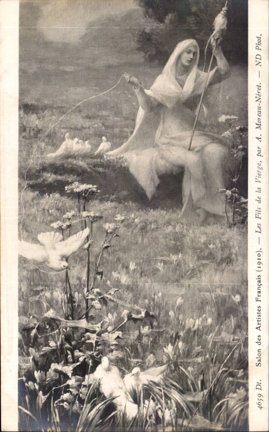 CPA Fantaisie Salon de 1910 Les fils de la vierge Moreau Neret