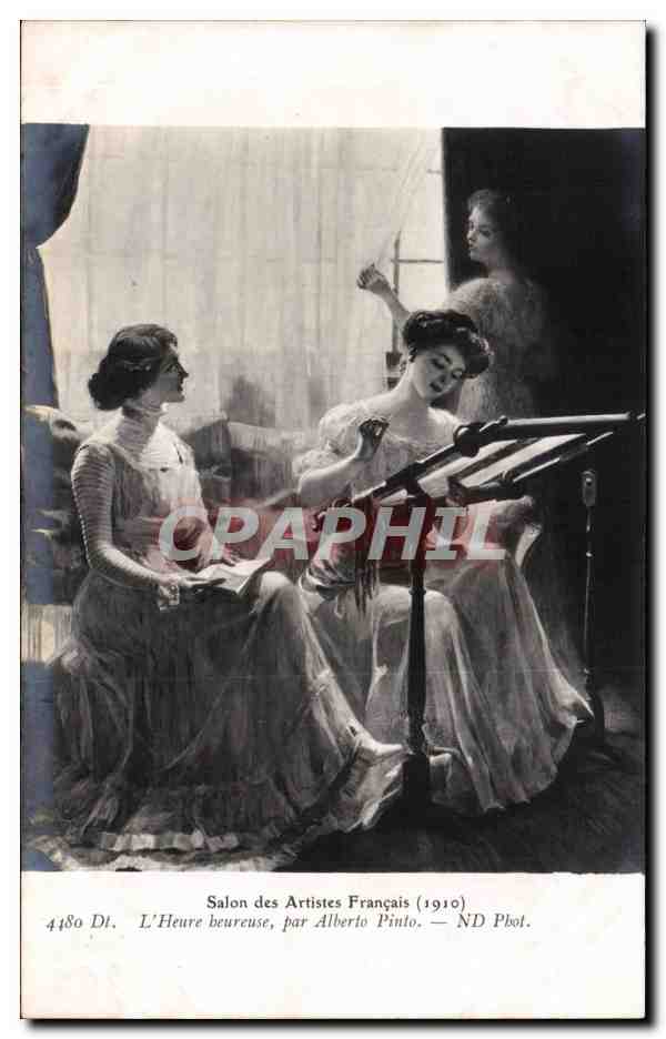 CPA Fantaisie Salon de 1910 L'heure heureuse Alberto pinto