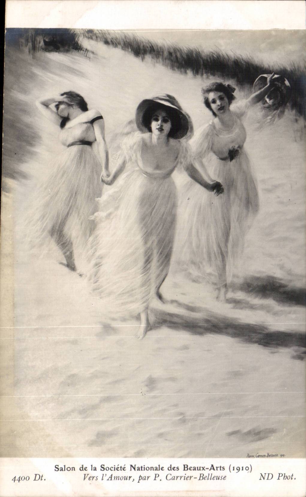 CPA Fantaisie Salon de 1910 Vers l'amour Carrier Belleuse Femmes