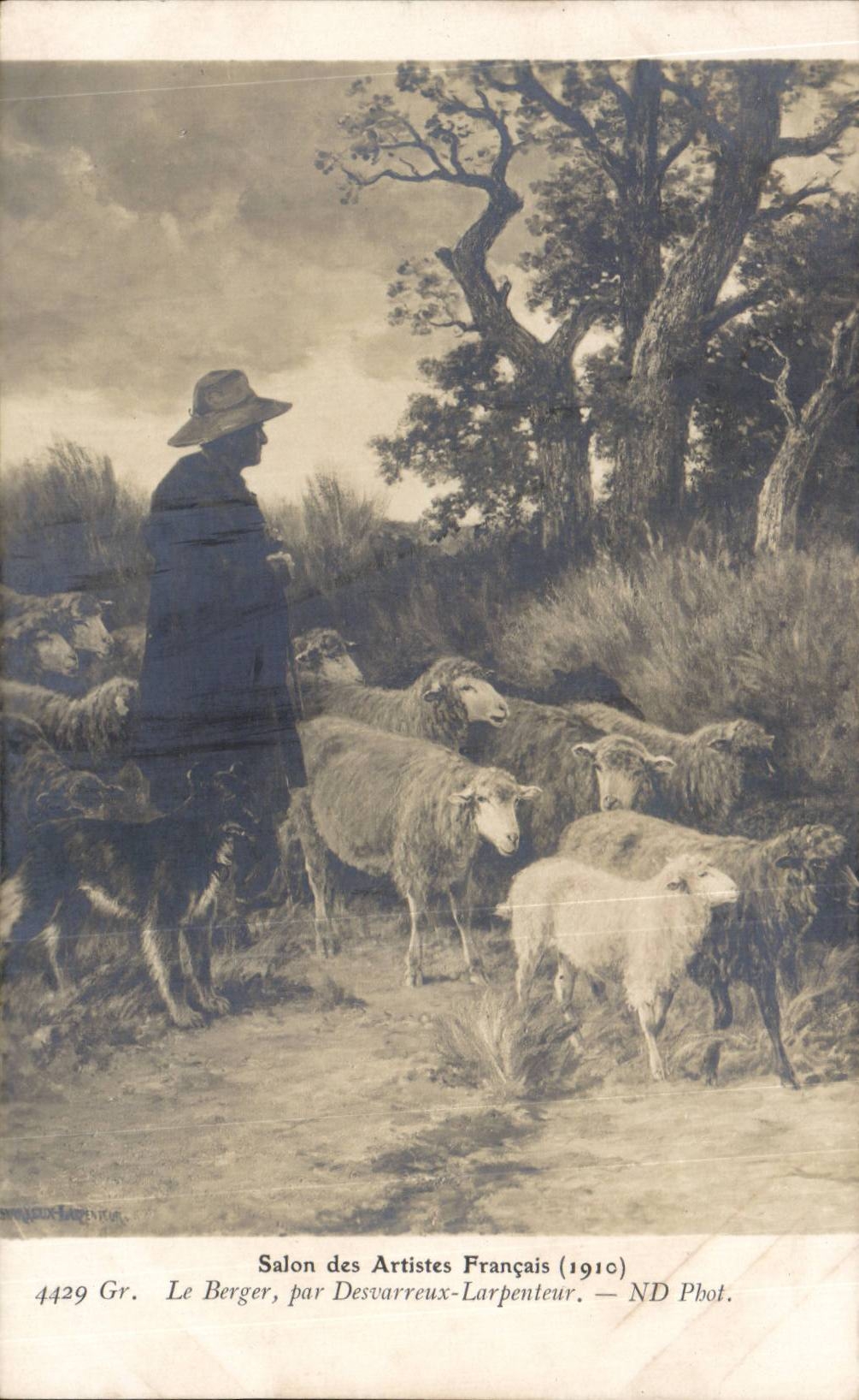 CPA Fantaisie Salon de 1910 Le berger par Desvarreux Larpenteur Moutons