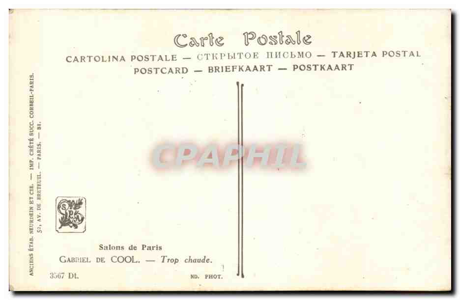 CPA Fantaisie Salons de Paris Gabriel de Cool Trop chaude Enfant — Rückseite