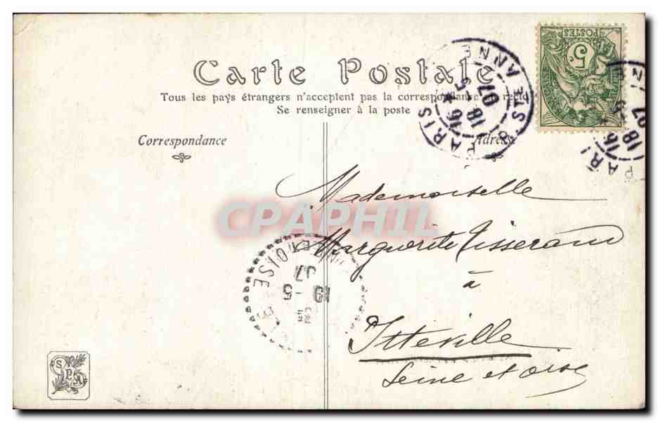 CPA Fantaisie Salon de 1907 La convalescente Defonte — Rückseite