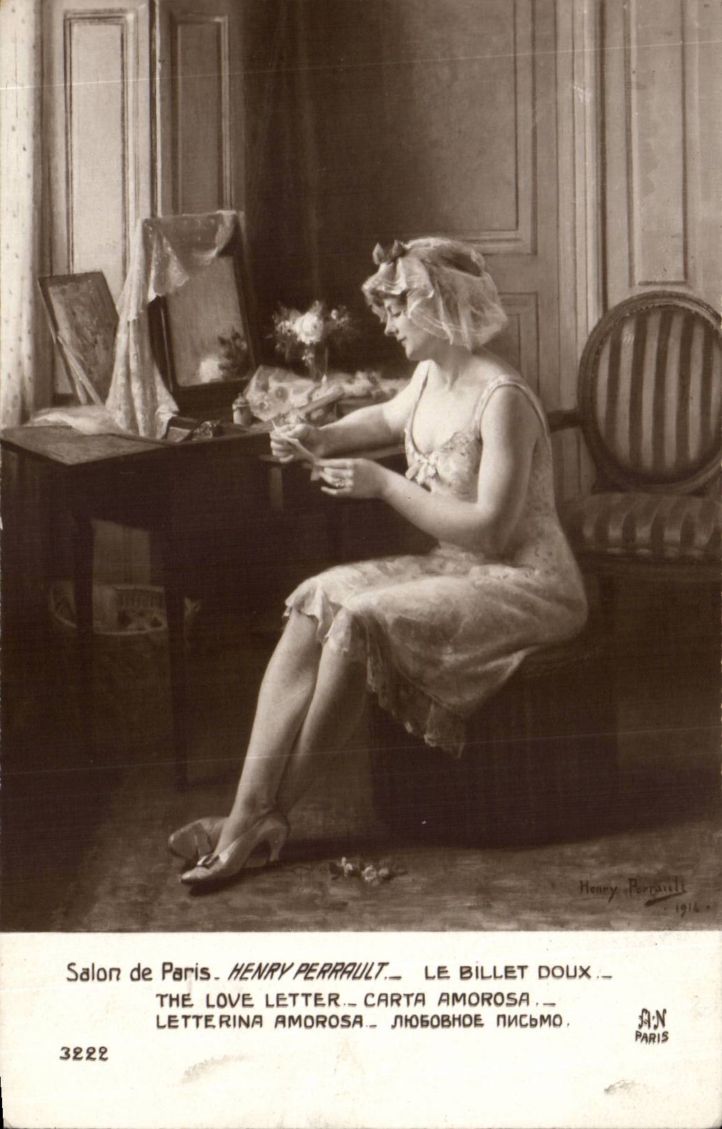 CPA Fantaisie Salon de Paris Henry Perrault Le billet doux 